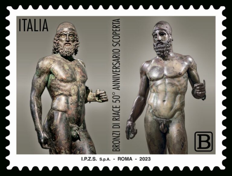 Un francobollo per il 50° anniversario della scoperta dei Bronzi di Riace