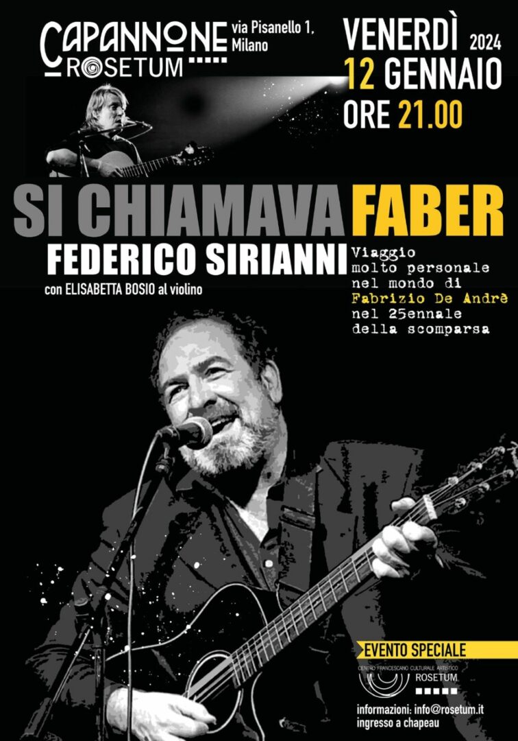 25 anni senza De Andrè, omaggio di Federico Sirianni al Rosetum Milano