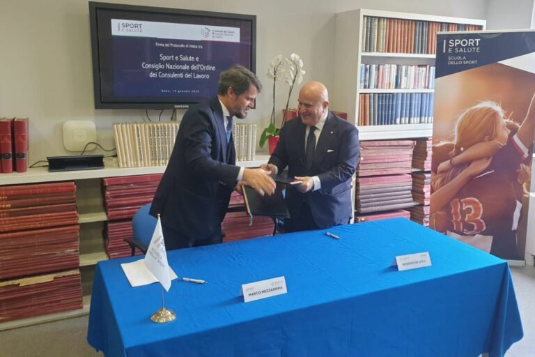 Firmato protocollo Sport e Salute-Consulenti del lavoro