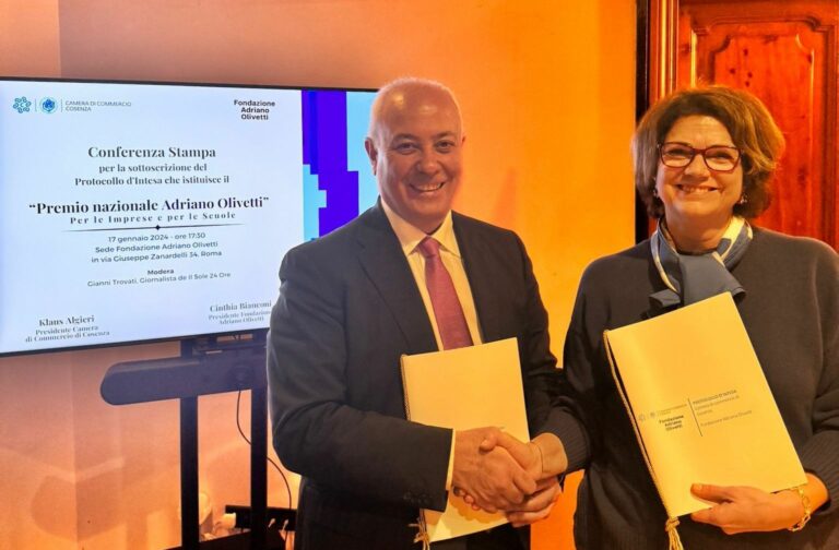 Nasce “Premio Nazionale Adriano Olivetti”, intesa Fondazione-CCIAA di Cosenza