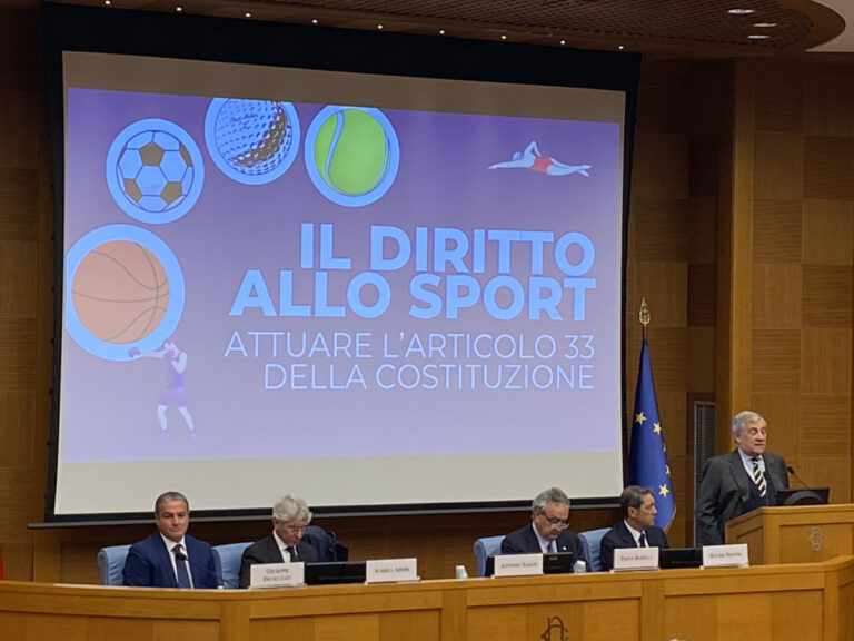 Tajani “Lavorare affinchè il diritto allo sport riguardi tutti”