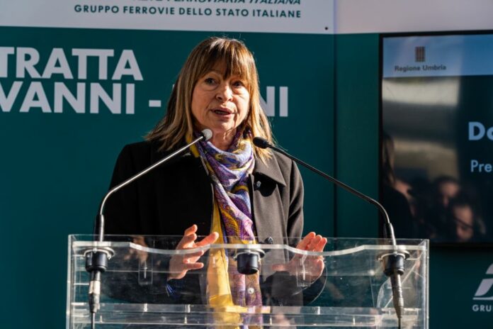 MATTEO SALVINI E DONATELLA TESEI per l'avvio dei lavori della tratta ferroviaria Perugia Terni .