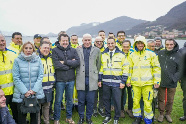 Lecco, Salvini e Fontana inaugurano i lavori del nuovo ponte Manzoni