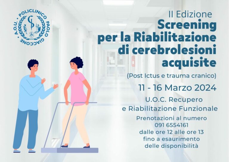 Riabilitazione, settimana di screening gratuito al Policlinico di Palermo