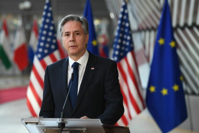 Belgium, Brussels: Antony Blinken, Secretary of State, United States and Josep Borrell Fontelles, High Representative of the EU for Foreign Affairs and Security Policy