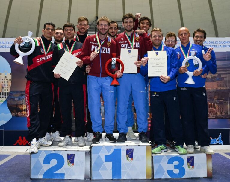 Assoluti, Fiamme Oro e Fiamme Gialle vincono titoli a squadre sciabola
