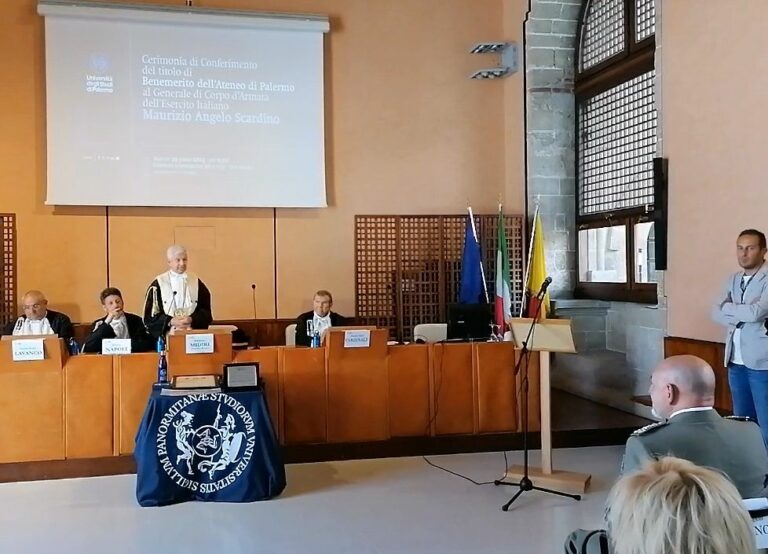 Conferito al generale Scardino il titolo di Benemerito dell’Università di Palermo