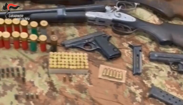 Arsenale trovato in provincia di Vibo Valentia, sequestrate armi e munizioni