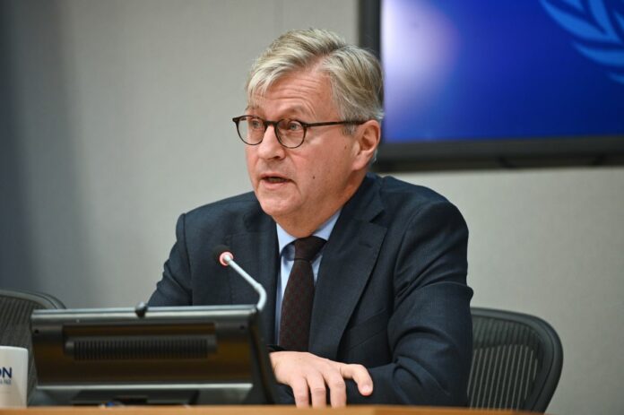 New York, L'ambasciatore Cho Hyun, rappresentante permanente della Repubblica di Corea all'ONU, in conferenza stampa